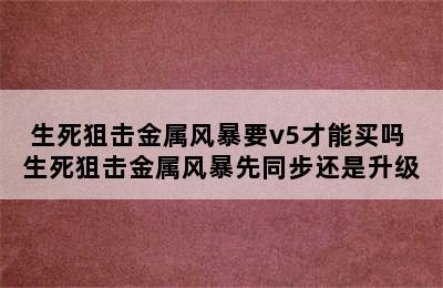 生死狙击金属风暴要v5才能买吗 生死狙击金属风暴先同步还是升级